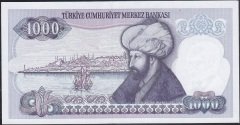 7.Emisyon 2.Tertip 1000 Lira I56 593737 Çilaltı Bandrol baskı izi var