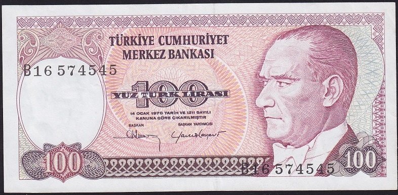 7.Emisyon 1.Tertip 100 Lira B16 574545 Ççt +