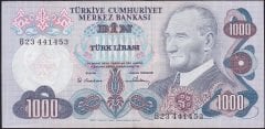 6.Emisyon 1.Tertip 1000 Lira B23 441453 Çok Temiz+
