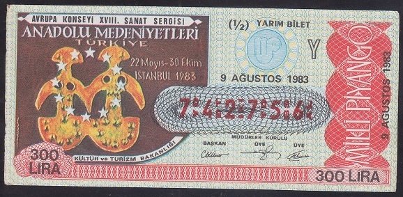 1983 9 AĞUSTOS YARIM BİLET Y SERİSİ