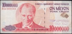 7.Emisyon 10 000 000 Lira B53 009553 Çok Temiz