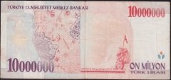 7.Emisyon 10 000 000 Lira B53 009553 Çok Temiz