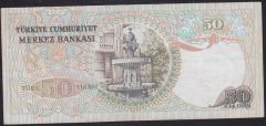 6.EMİSYON 1.TERTİP 50 LİRA D37 025293 ÇÇT eski para alan yerler
