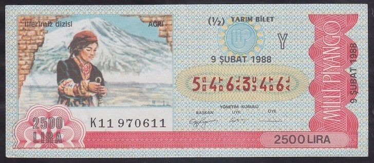 1988 9 ŞUBAT YARIM BİLET Y SERİSİ