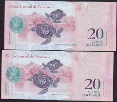 VENEZUELA 20 BOLİVARES 2013 ÇİL SERİ TAKİPLİ 2 ADET 799-800