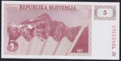 Slovenya 5 Tolarjev 1990 ÇİL Pick 3a