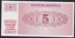 Slovenya 5 Tolarjev 1990 ÇİL Pick 3a