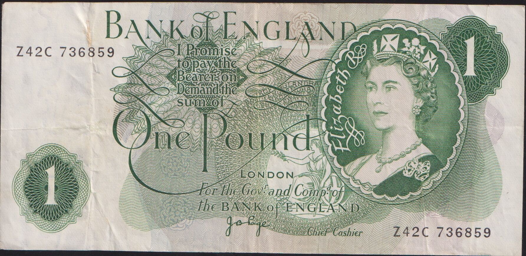 İngiltere 1 Pound 1960 - 1977 Çok Temiz+ Pick 374g Kraliçe
