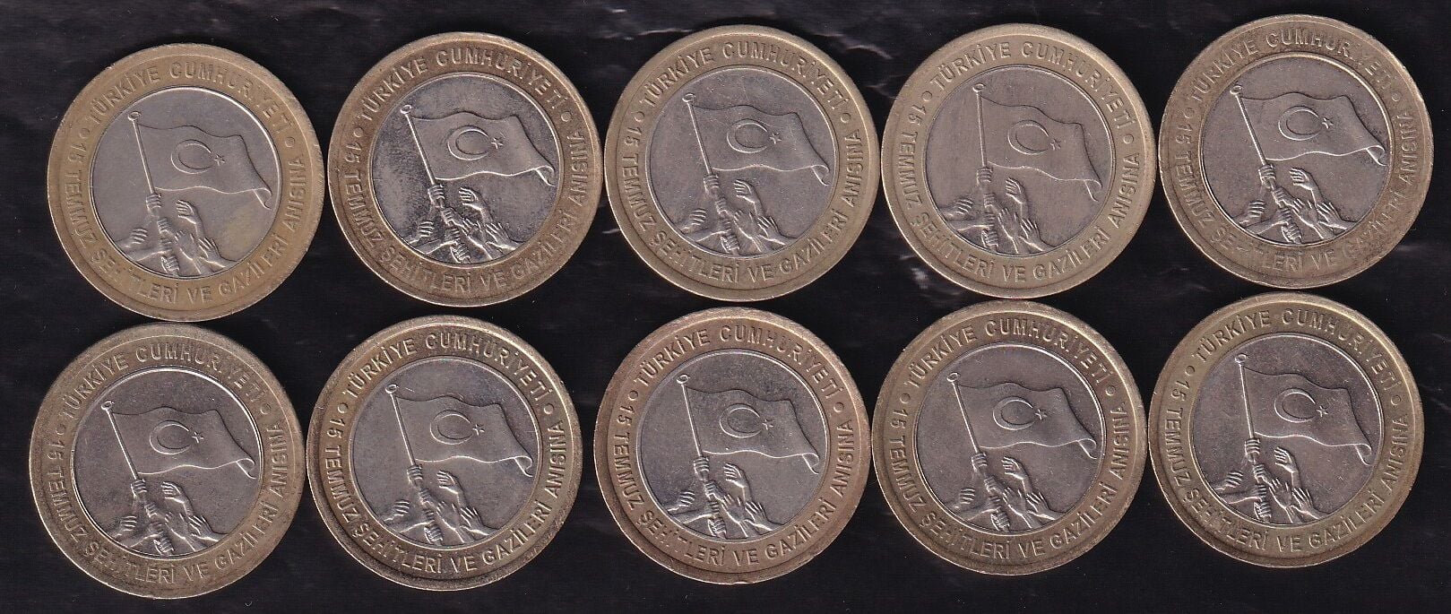 10 Adet 2016 Yılı 15 Temmuz Hatıra 1 lira Lotu