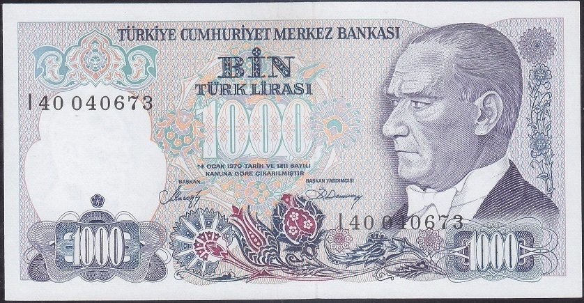 7.Emisyon 2.Tertip 1000 Lira I40 040673 Çil
