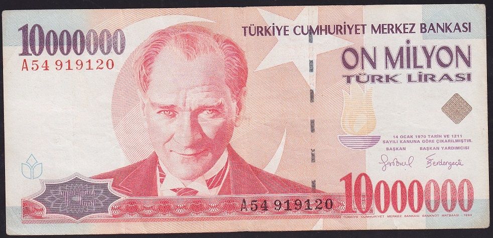 7.Emisyon 10 000 000 Lira A54 919120 Çok Temiz