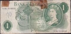 İngiltere 1 Pound 1960 - 1977 Haliyle Pick 374a Kraliçe