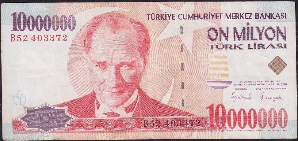7.Emisyon 10 000 000 Lira B52 403372 Temiz+