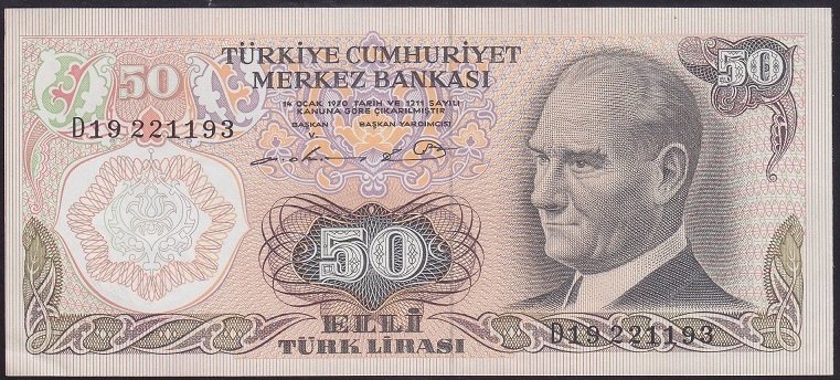 6.EMİSYON 1.TERTİP 50 LİRA D19 221193 ÇİLALTI