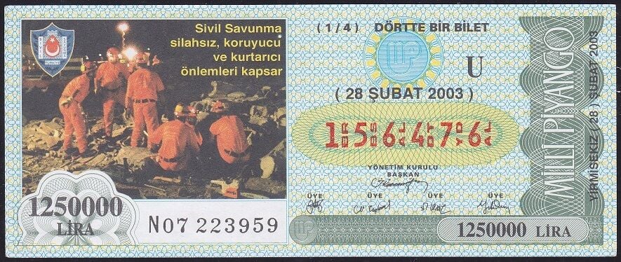 2003 28 Şubat Çeyrek Bilet - U Serisi