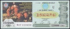 2003 28 Şubat Çeyrek Bilet - U Serisi