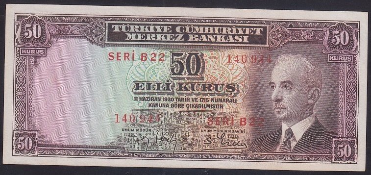 2.EMİSYON BATAN GEMİ 50 KURUŞ B22 140944 ÇİLALTI ÇİL eski paralar nereye satılır