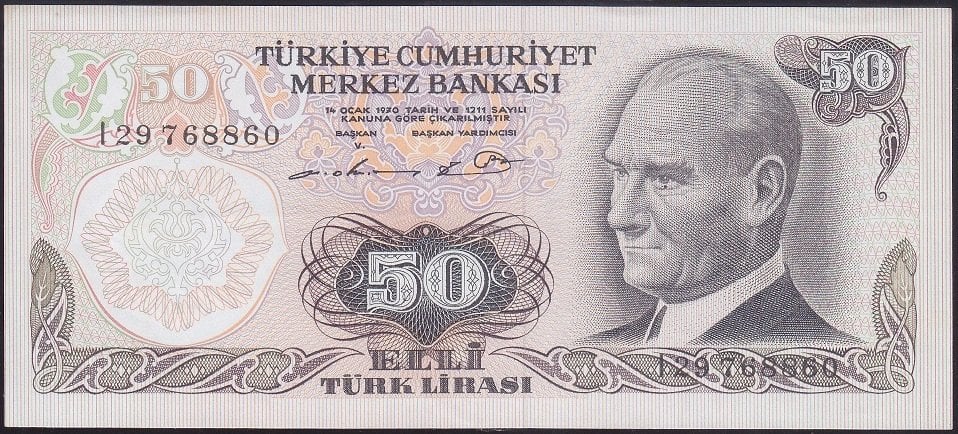 6.EMİSYON 1.TERTİP 50 LİRA I29 768860 ÇİLALTI ÇİL
