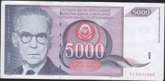 Yugoslavya 5000 Dinar 1991 Çok Çok Temiz+