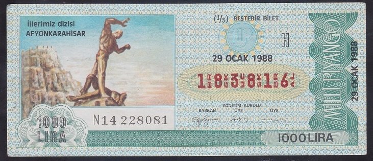 1988 29 OCAK ÇEYREK BİLET H SERİSİ