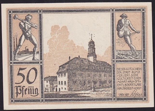 Almanya 50 Pfennig Notgeld 1921 Çil