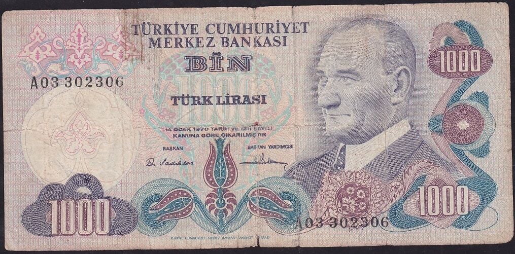 6.Emisyon 1.Tertip 1000 Lira A03 302306 Haliyle