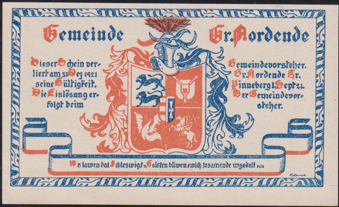 Almanya 50 Pfennig Notgeld 1921 Çil