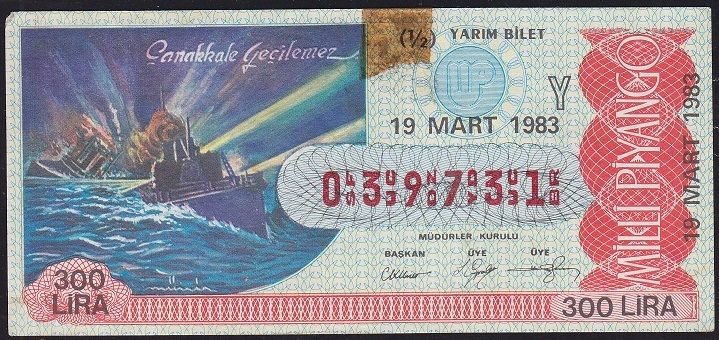 1983 19 Mart Yarım Bilet - Y Serisi