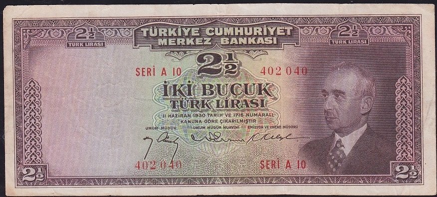 3.Emisyon 2.5 Lira A10 402040 Çok Temiz