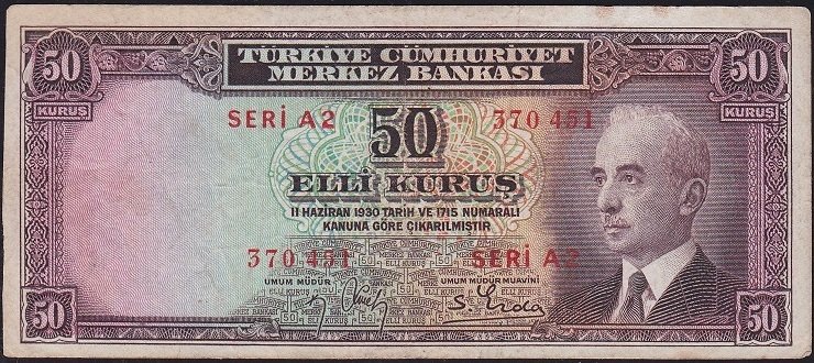 2.Emisyon 50 Kuruş A2 370451 Çok Temiz+