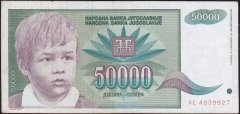 Yugoslavya 50000 Dinar 1992 Çok Temiz