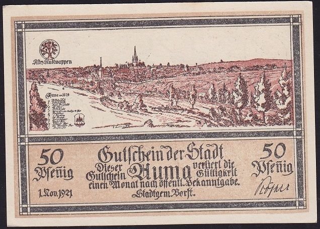 Almanya 50 Pfennig Notgeld 1921 Çil