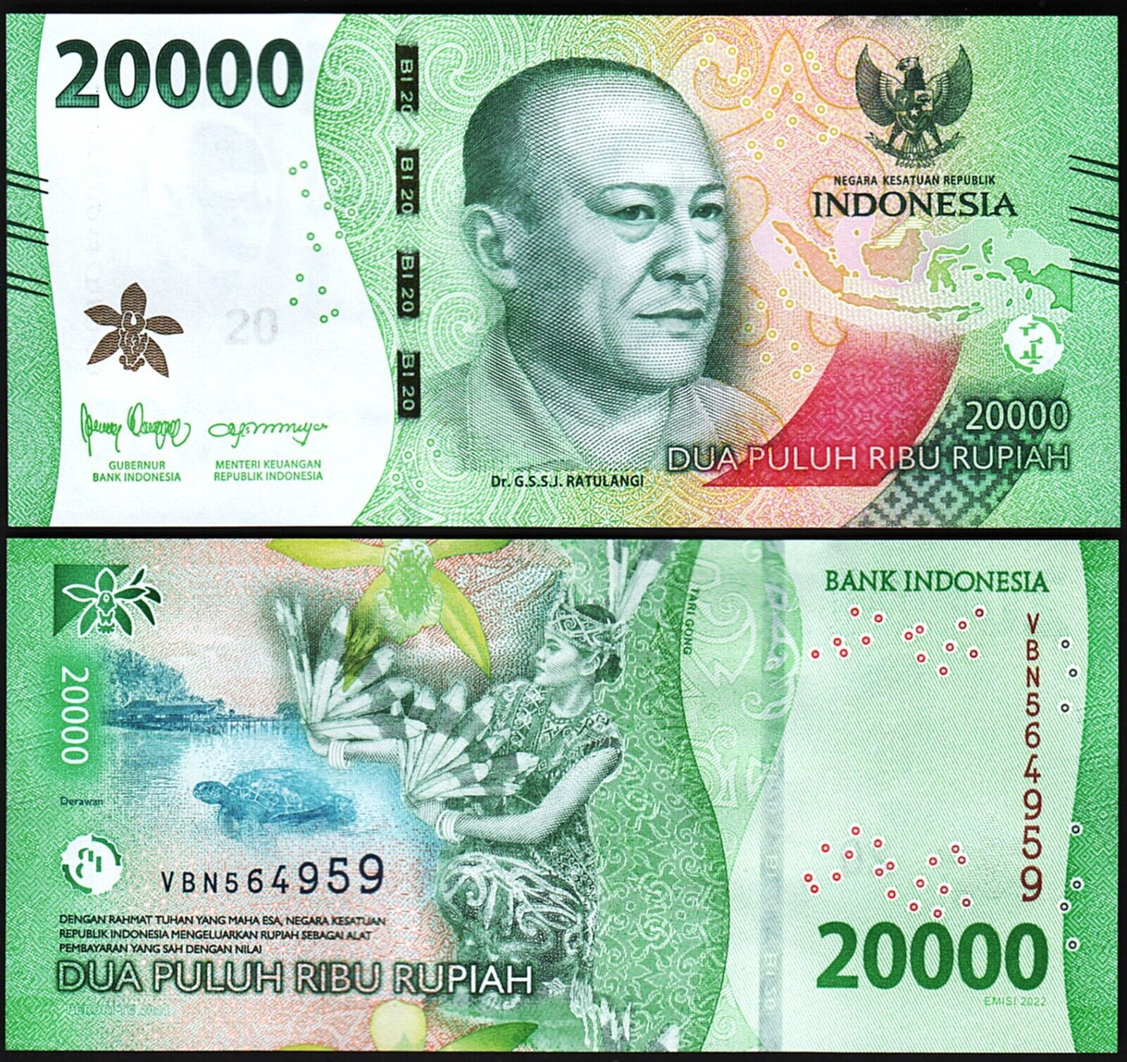 Endonezya 20000 Rupiah 2024 Çil Pick 166