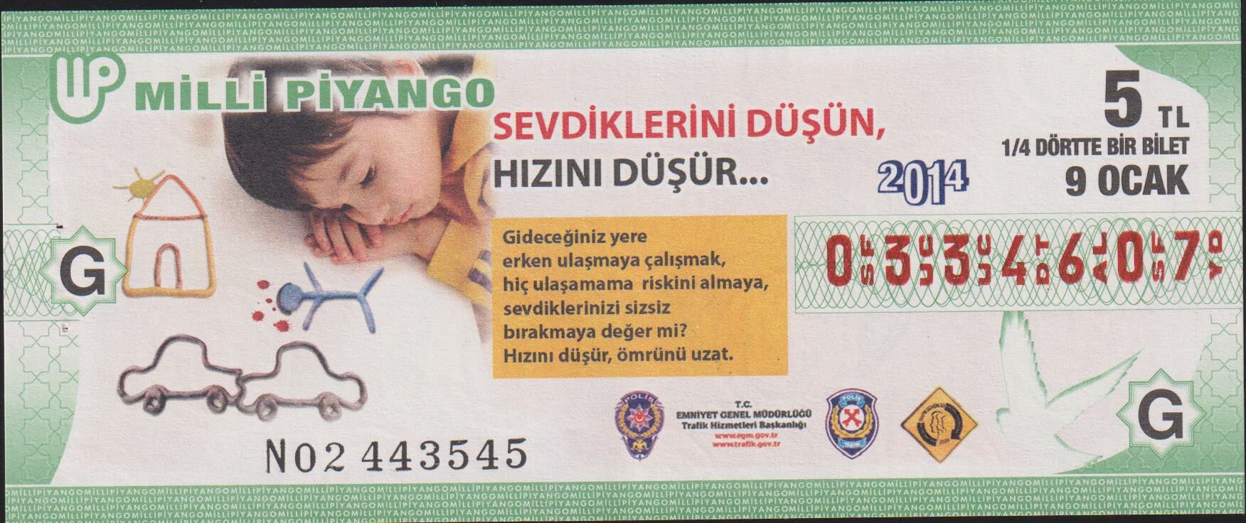 2014 9 Ocak Çeyrek Bilet - G Serisi