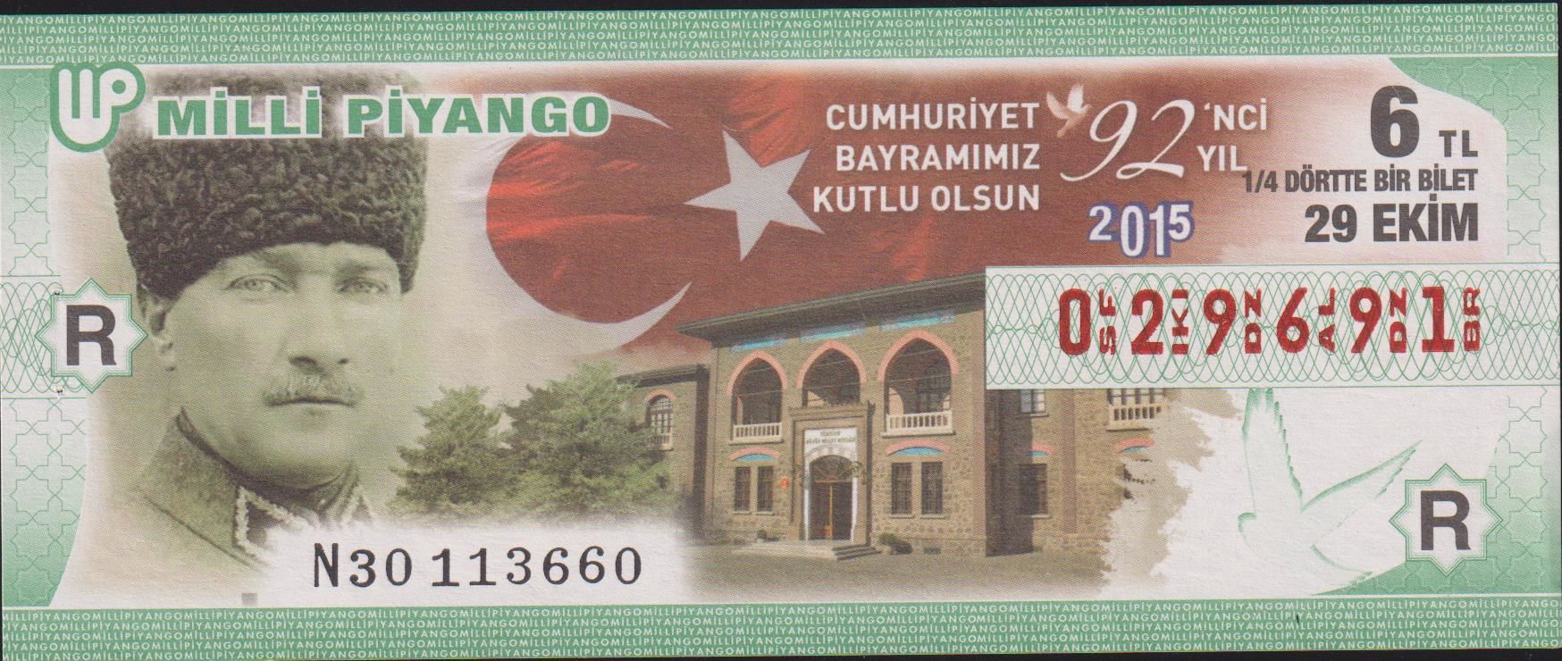 2015 29 Ekim Çeyrek Bilet - R Serisi