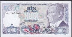 7.Emisyon 2.Tertip 1000 Lira F61 700008 Çil