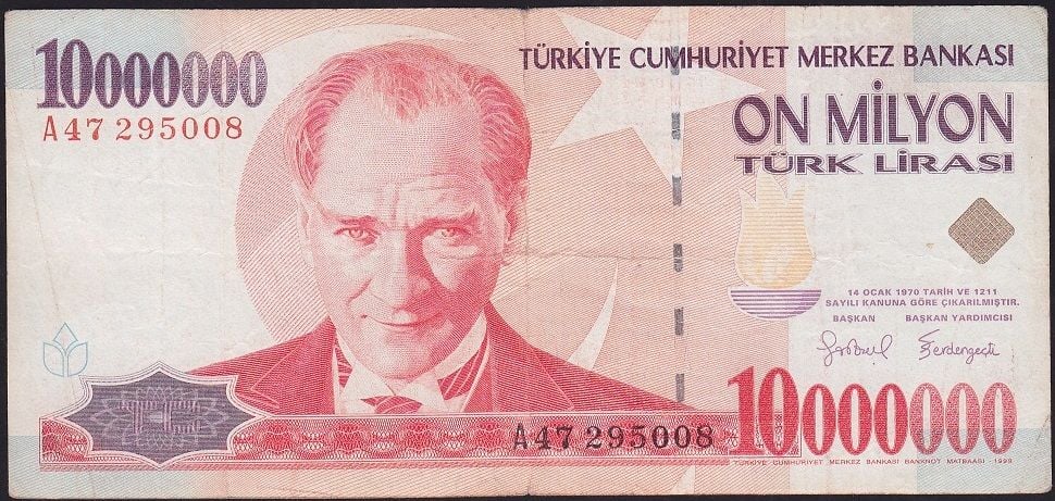 7.Emisyon 10 000 000 Lira A47 295008 Çok Temiz