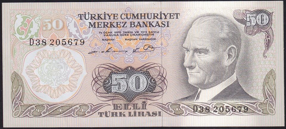 6.Emisyon 1.Tertip 50 Lira D38 205679 Çilaltı Çil