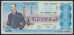 1983 29 TEMMUZ TAM BİLET T SERİSİ