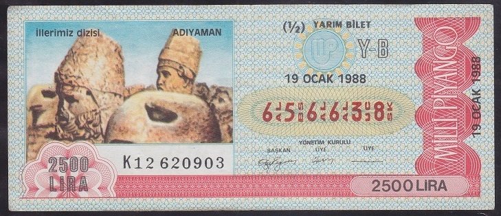 1988 19 OCAK YARIM BİLET Y-B SERİSİ