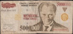 7.Emisyon 5 000 000 Lira K84 594707 Haliyle