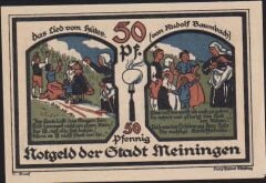 Almanya 50 Pfennig Notgeld 1921 Çil Filigranlı