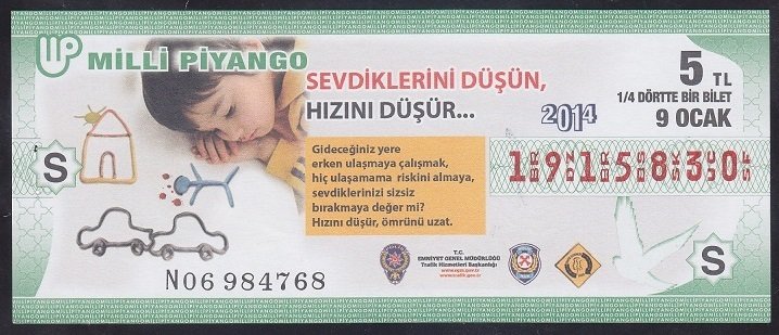 2014 9 OCAK ÇEYREK BİLET - S SERİSİ