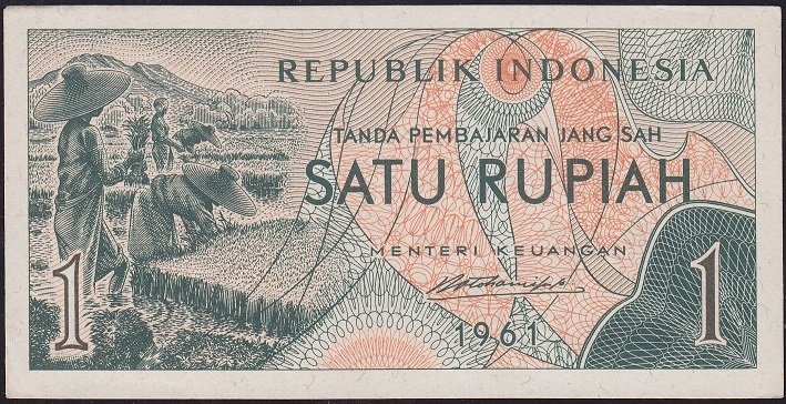 Endonezya 1 Rupiah 1961 Çilaltı Pick 78
