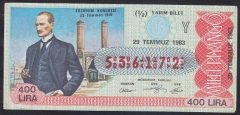 1983 29 TEMMUZ YARIM BİLET Y SERİSİ