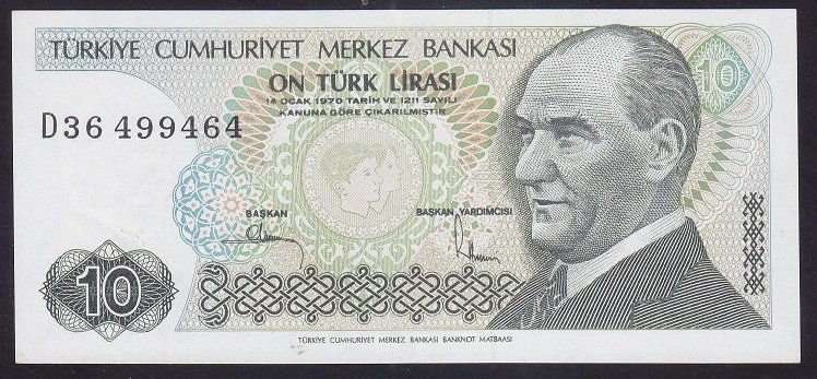 7.EMİSYON 2.TERTİP 10 LİRA D36 499464 ÇİLALTI