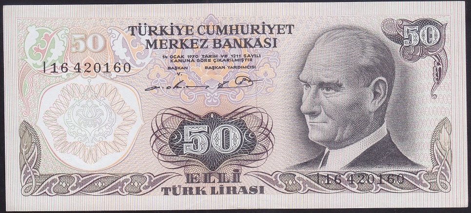 6.EMİSYON 1.TERTİP 50 LİRA I16 420160 ÇÇT ÇİLALTI