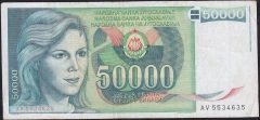 Yugoslavya 50000 Dinar 1988 Çok Temiz+