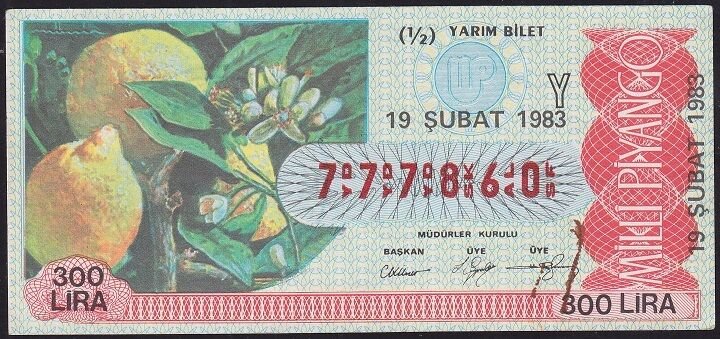 1983 19 Şubat Yarım Bilet - Y Serisi