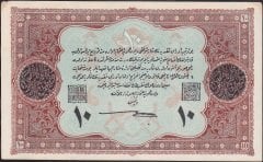 Vahdettin 10 Lira 28 Mart 1334 A 013476 Çilaltı Çil Kanada Baskı